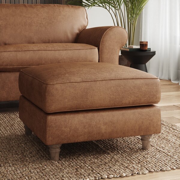 Flori Arizona Faux Leather Footstool Tan