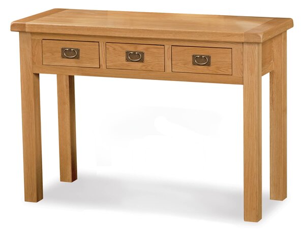Zelah Oak Wide Dressing Table, 3 Drawer | Roseland