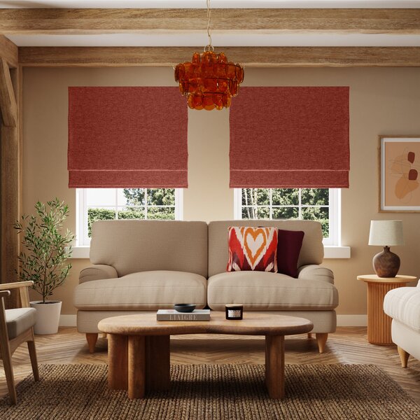 Luna Orange Umber Blackout Roman Blind Orange Umber