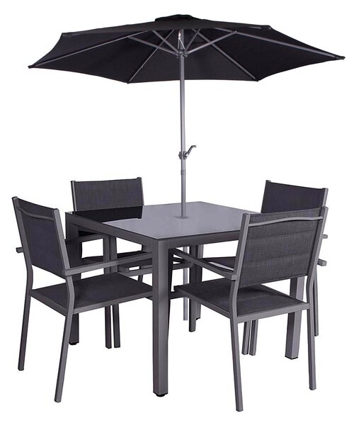 Sorrento 4 Seater Dining Set with Parasol | Roseland