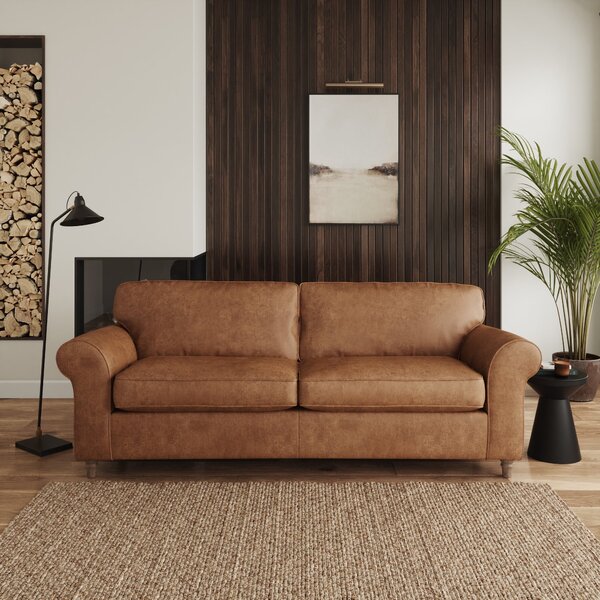 Flori Arizona Faux Leather 4 Seater Sofa Tan