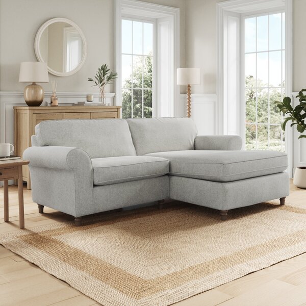 Flori Soft Chenille Corner Chaise Sofa Grey