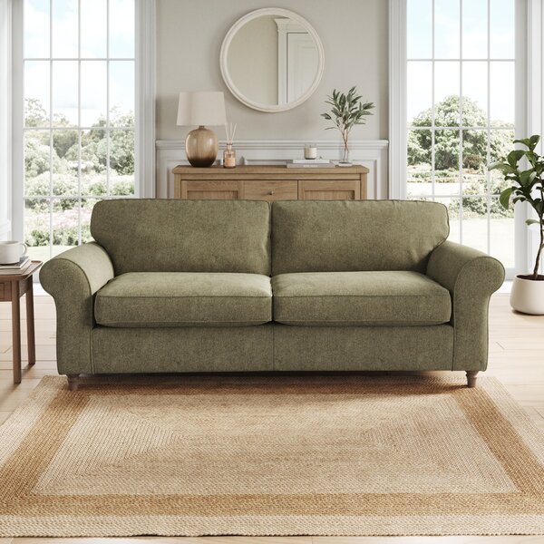 Flori Soft Chenille 4 Seater Sofa Olive