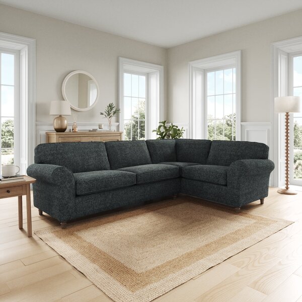 Flori Chunky Chenille Corner Sofa Navy