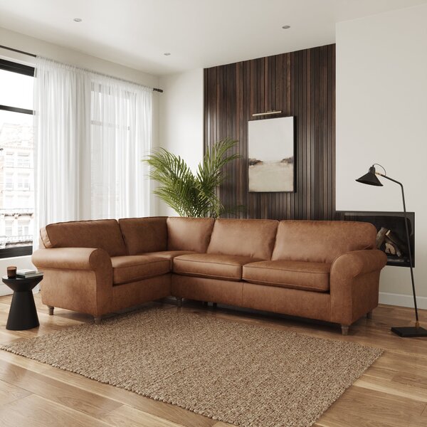 Flori Arizona Faux Leather Corner Sofa Tan