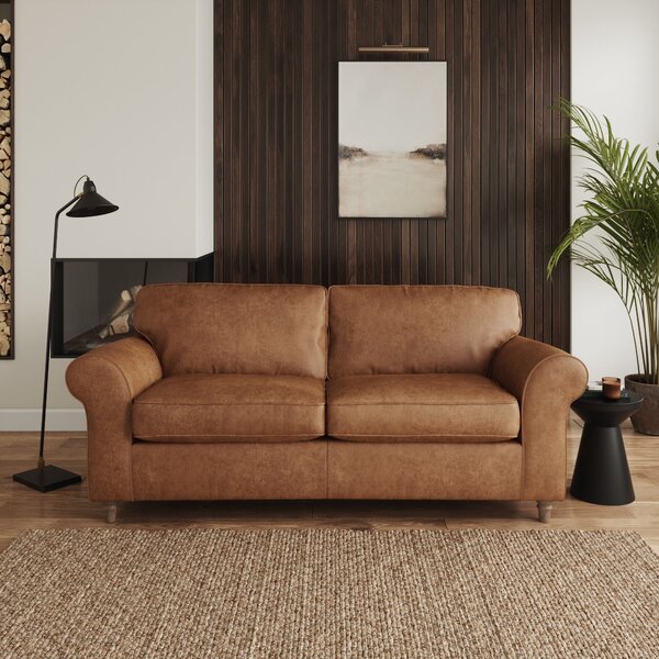 Flori Arizona Faux Leather 3 Seater Sofa Tan