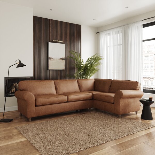 Flori Arizona Faux Leather Corner Sofa Tan