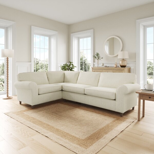 Flori Chunky Chenille Corner Sofa White Sand