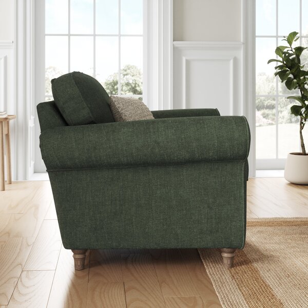 Flori Tonal Plush Chenille 3 Seater Sofa Moss Green