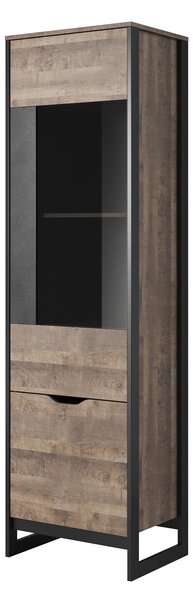 Ezra Oak Effect High Display Cabinet | Tall Storage Unit | Roseland