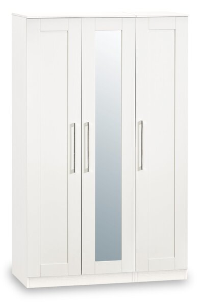 Bellamy Tall 3 Door Mirror Shaker Wardrobe | White Grey | Roseland