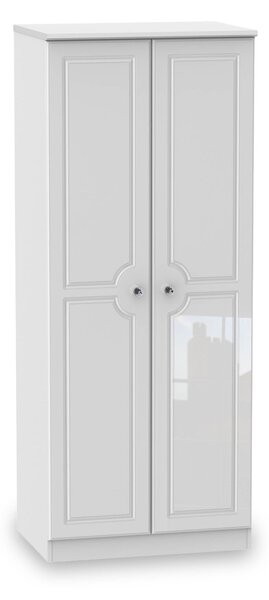 Kinsley White Gloss Contemporary 2 Door Double Wardrobe | Roseland