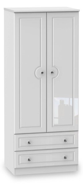 Kinsley White Gloss 2 Door 2 Drawer Wardrobe | Roseland