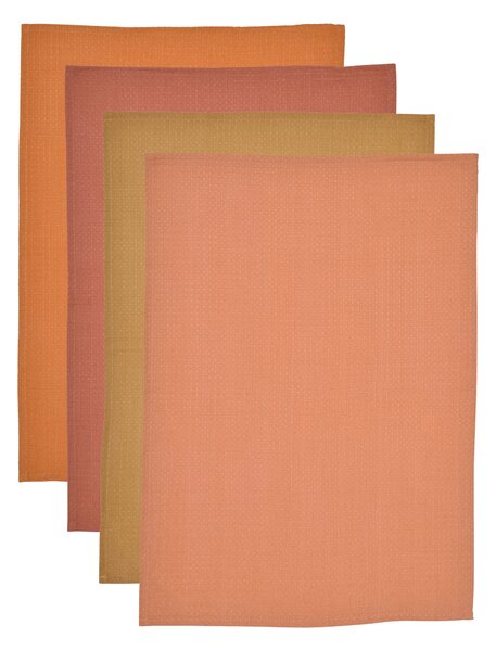 Set of 4 Isabelle Waffle Tea Towels Orange