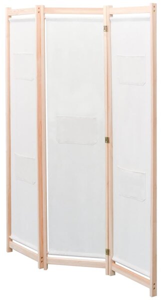 3-Panel Room Divider Cream 120x170x4 cm Fabric