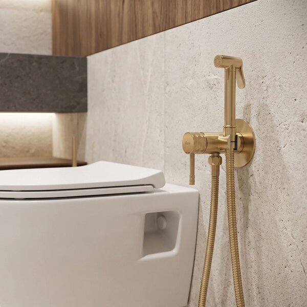 Bidet faucet Rea Lungo Loop Diamond Brush Gold