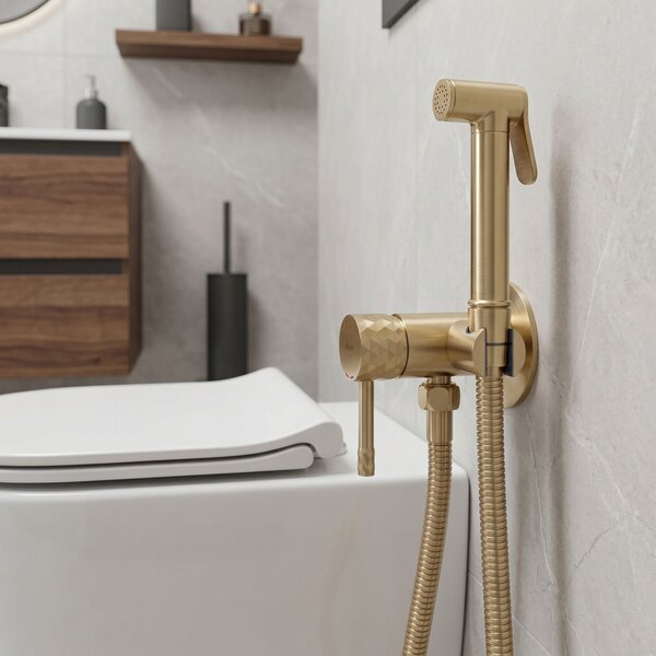 Bidet faucet Rea Lungo Loop Diamond Brush Gold