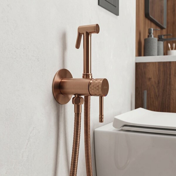 Bidet faucet Rea Lungo Loop Diamond Brush Copper