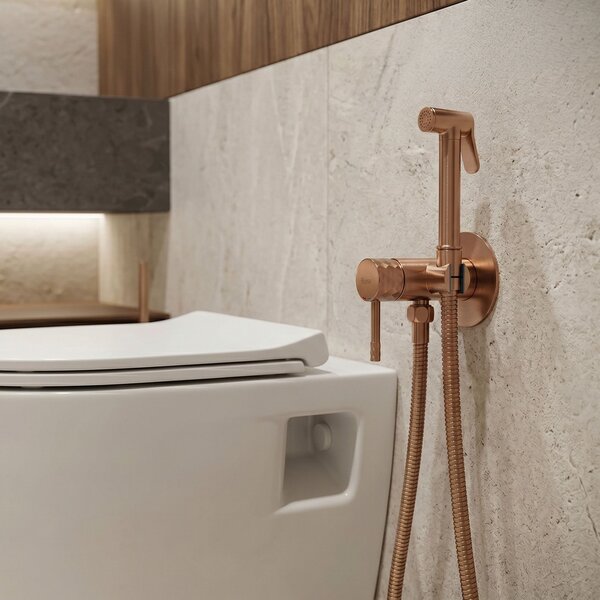 Bidet faucet Rea Lungo Loop Diamond Brush Copper