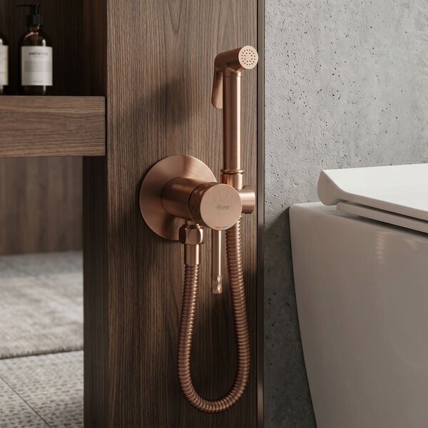 Bidet faucet Rea Lungo Loop Diamond Brush Copper