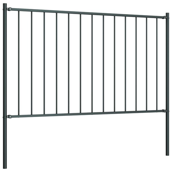 Fence Panel with Posts Powder-coated Steel 1.7x1.25 m Anthracite