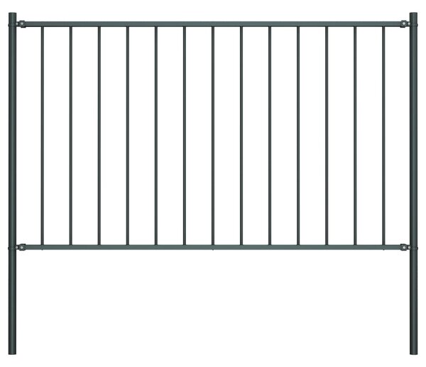 Fence Panel with Posts Powder-coated Steel 1.7x1.25 m Anthracite