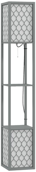 HOMCOM Floor Lamp with Shelves, Dual Light, Modern Tall Standing Lamps, with Pull Chain Switch (Bulb not Included), Light Grey Aosom UK
