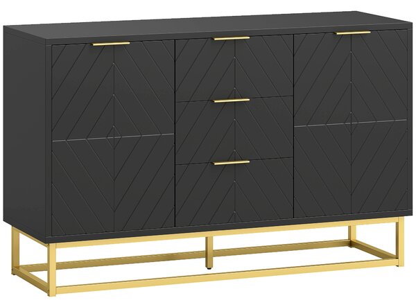 HOMCOM Sideboard with 3 Drawers and Adjustable Shelves for Living Room - Black