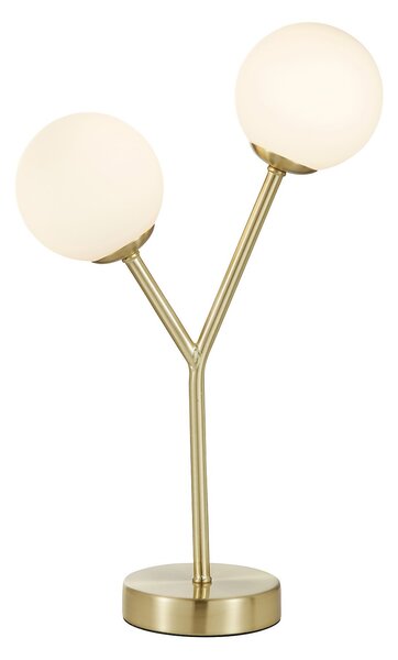 Orb 2 Light Table Lamp - Brass & Opal