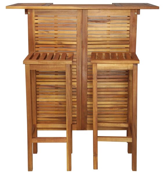 Bar Table and Chair Set 3 Pieces Solid Acacia Wood