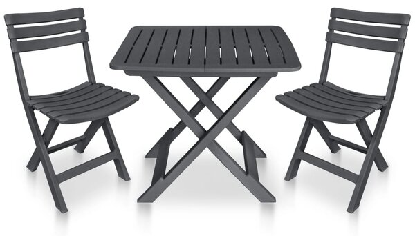 3 Piece Folding Bistro Set Plastic Anthracite