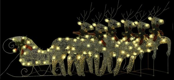 Reindeer & Sleigh Christmas Decoration 140 LEDs Outdoor Gold