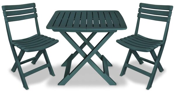 3 Piece Folding Bistro Set Plastic Green