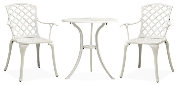 3 Piece Bistro Set Cast Aluminium White