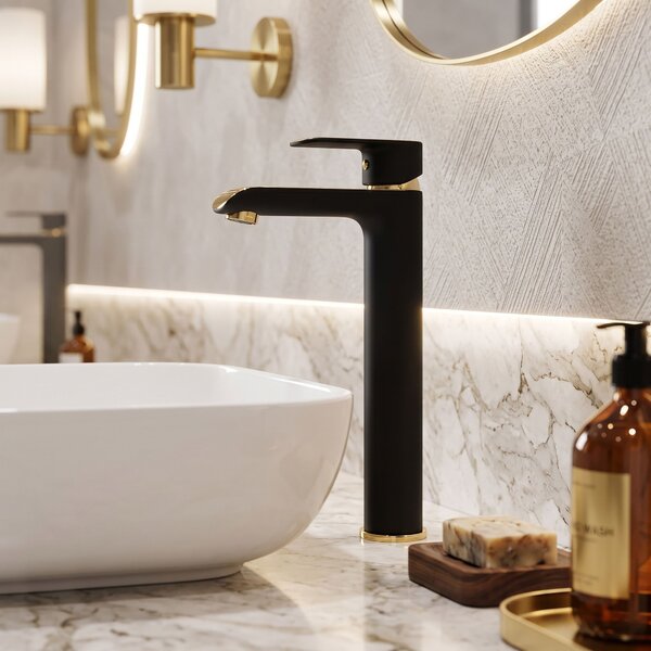 Bathroom faucet REA Bloom Black Gold high