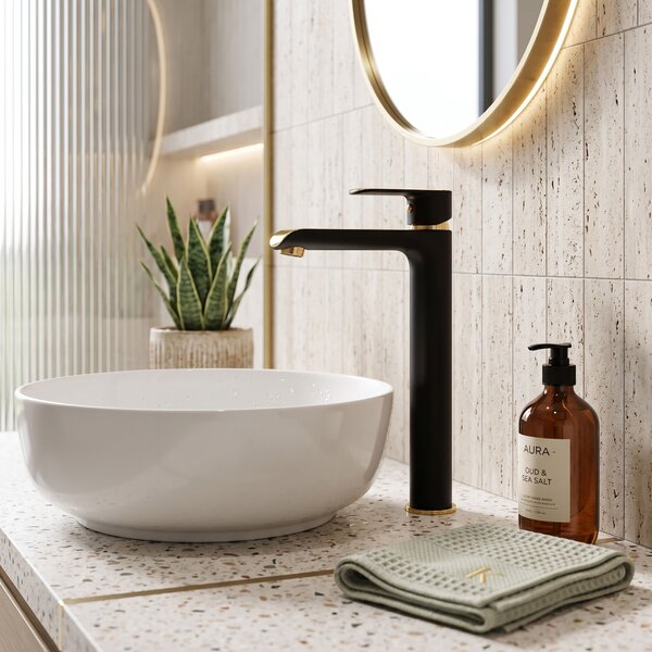 Bathroom faucet REA Bloom Black Gold high