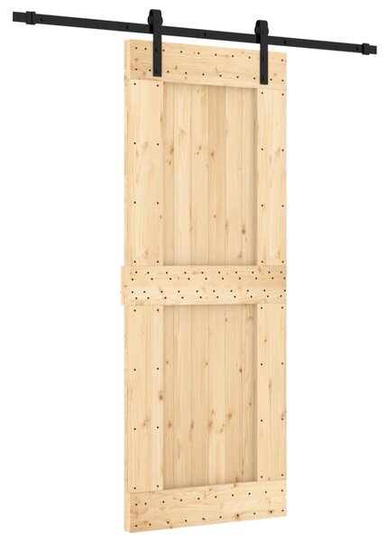 Sliding Door with Hardware Set 80x210 cm Solid Wood Pine