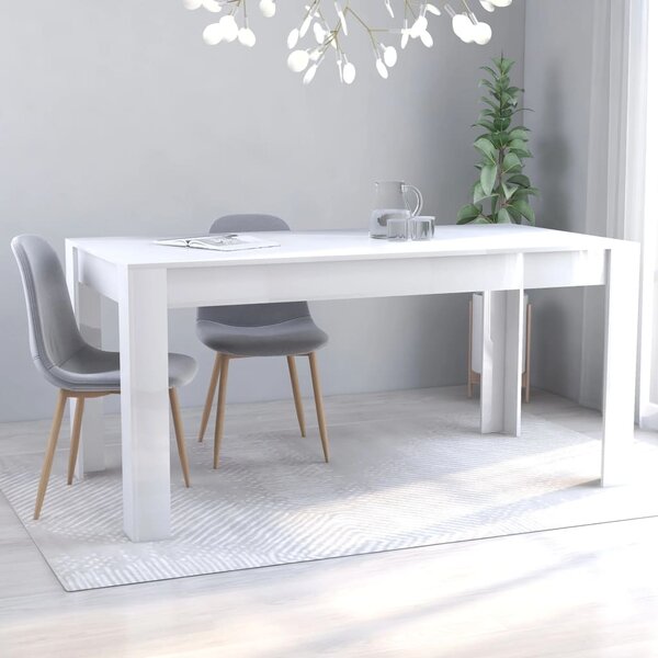 Dining Table High Gloss White 160x80x76 cm Chipboard