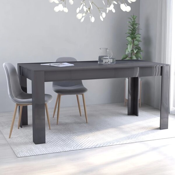Dining Table High Gloss Grey 160x80x76 cm Chipboard