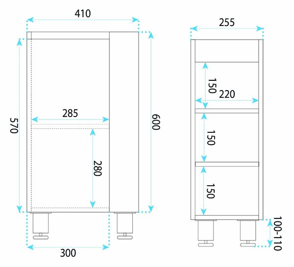 Bathroom cabinet with washbasin REA Astra 43cm