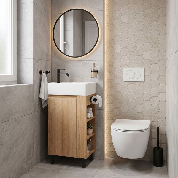 Bathroom cabinet with washbasin REA Astra 43cm