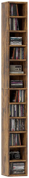 HOMCOM 204 CD Tall Narrow Media Storage Tower - Rustic Brown Aosom UK