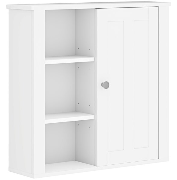 HOMCOM Bathroom Cabinet, Modern Bathroom Wall Cabinet with Adjustable Shelves and Cupboard, 53W x 15D x 51H cm, White Aosom UK