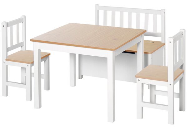 HOMCOM Pine Wood Kids 4 Pc Furniture Set-Oak/White Aosom UK