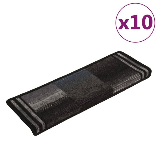 Stair Mats Self-adhesive 10 pcs 65x21x4 cm Black and Grey