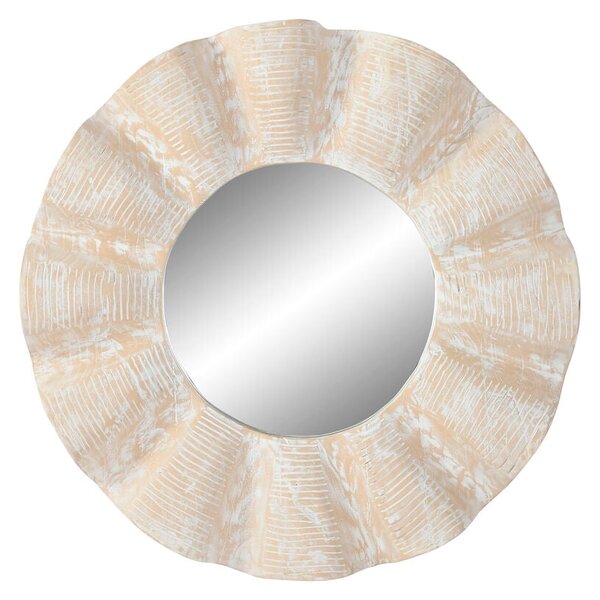 Wall mirror Home ESPRIT White Stripped Engraving 76 x 7 x 76 cm