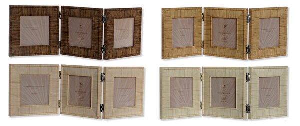 Photo frame Home ESPRIT Brown Beige Natural Ivory Crystal polystyrene 47 X 2 X 16 cm (4 Units)