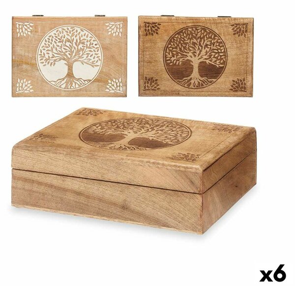 Decorative box Mango wood 25,5 x 8 x 17,4 cm (6 Units) Tree of Life