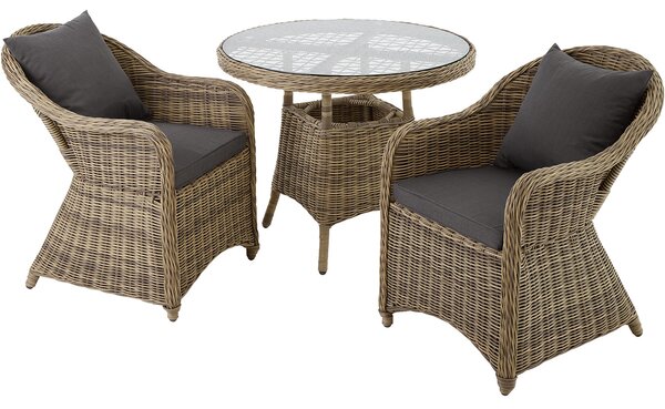 Tectake 403946 rattan garden furniture set zurich with 2 armchairs and table - nature