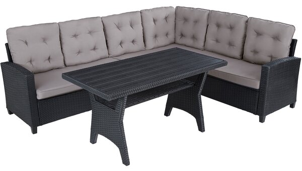 Tectake 404249 garden rattan furniture set catania - black